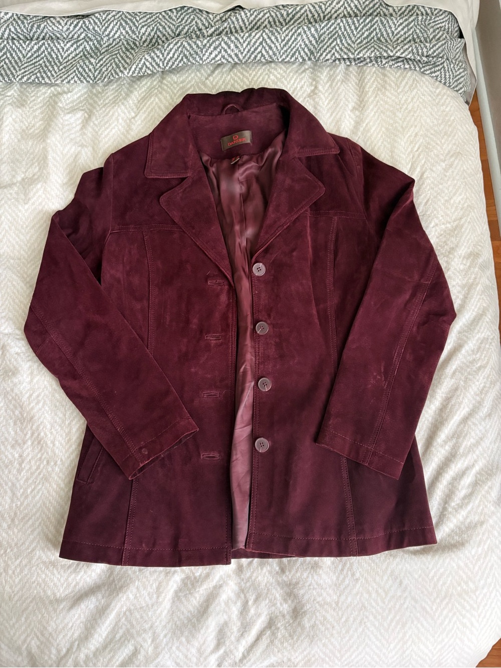 Genuine Suede Danier Jacket in Burgundy